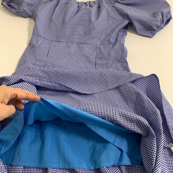 J. ING Off-Shoulder Gingham Blue Midi Fit & Flare Dress NWT Womens Size Large - Picture 11 of 14